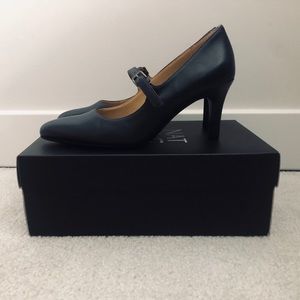 Front Strap Black Heels